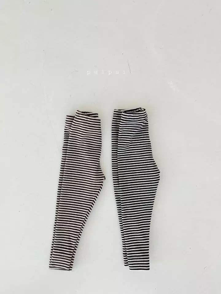 Puipui - Korean Children Fashion - #toddlerclothing - Stripes Leggings - 2