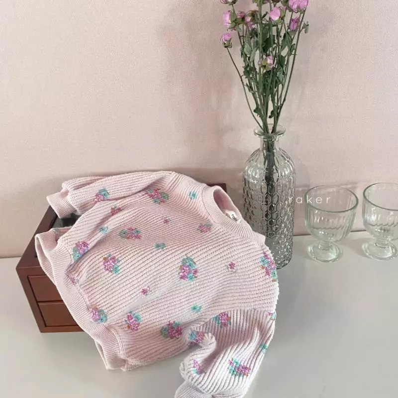 Raker - Korean Children Fashion - #childofig - Flora Waffle Fleece Tee - 3