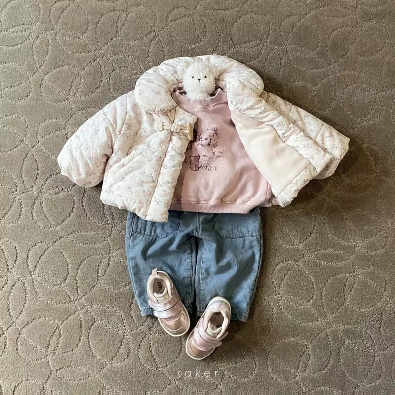 Raker - Korean Children Fashion - #todddlerfashion - Mongle Padding Flower Jumper - 5
