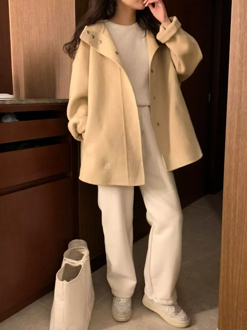 Renouveau - Korean Women Fashion - #momslook - Hoody Hand Made Coat - 5