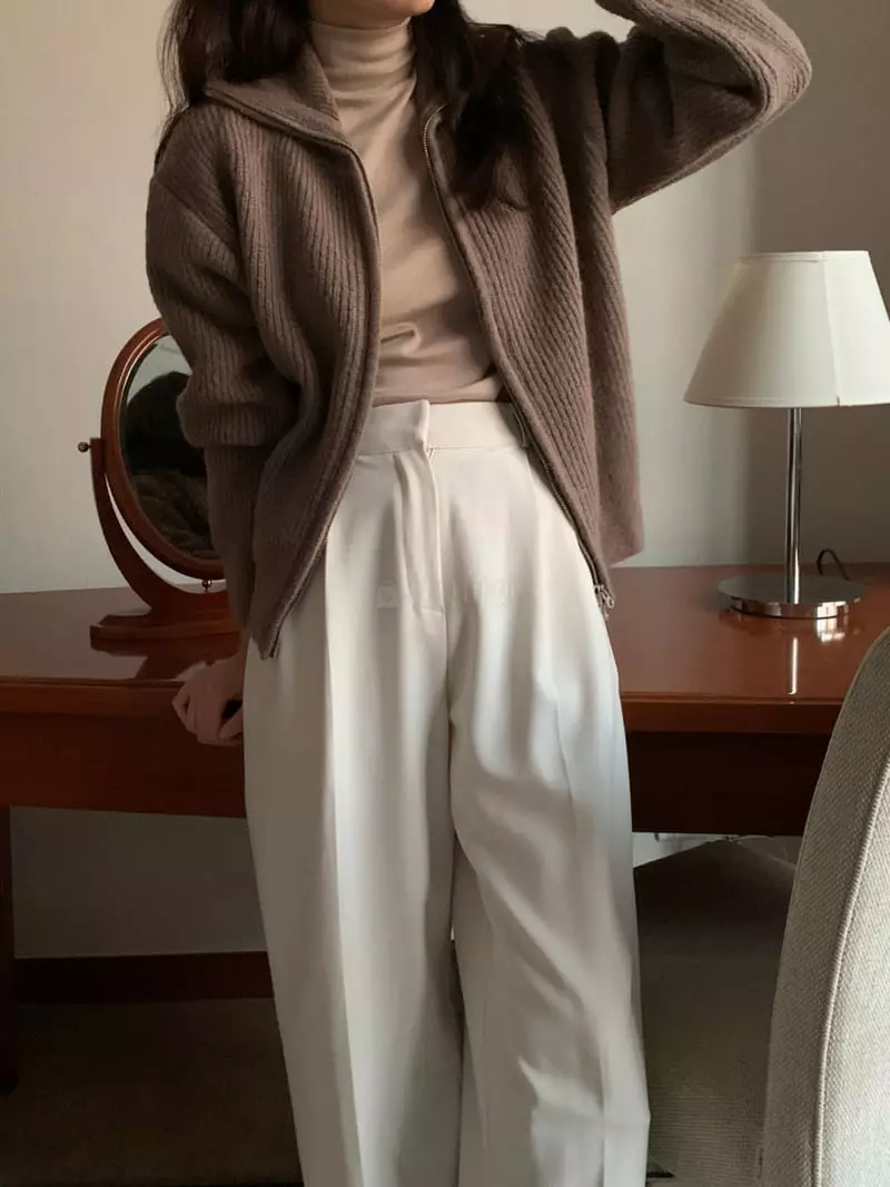Renouveau - Korean Women Fashion - #momslook - Bookle Zip-up Knit - 11