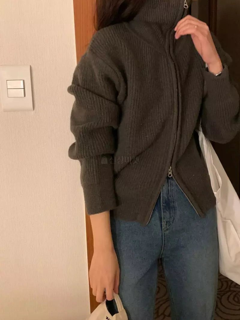 Renouveau - Korean Women Fashion - #momslook - Bookle Zip-up Knit - 7