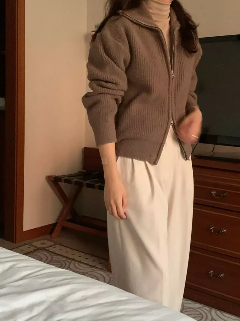 Renouveau - Korean Women Fashion - #pursuepretty - Bookle Zip-up Knit - 12