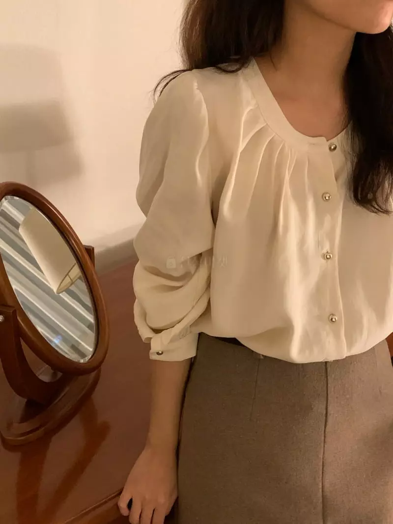 Renouveau - Korean Women Fashion - #restrostyle - Gold Blouse - 4