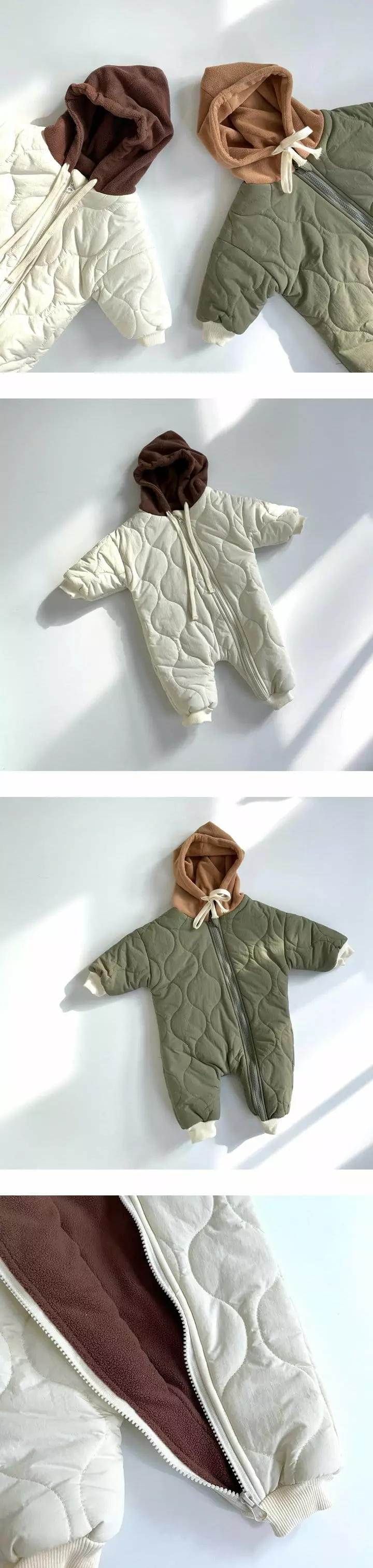 Reve Kid - Korean Baby Fashion - #babywear - Color Hoody Padding Bodysuit