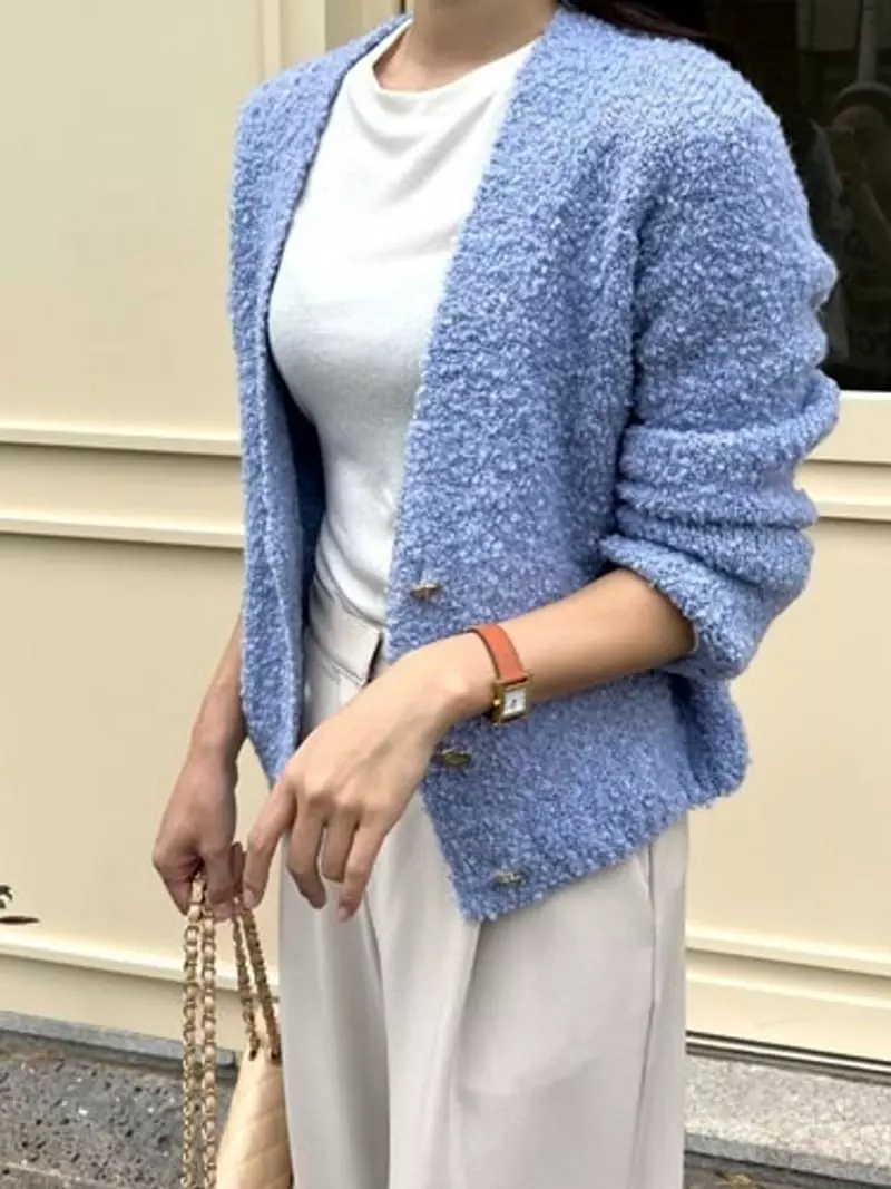 Ripple - Korean Women Fashion - #momslook - Pop Corn Bookle Cardigan - 7