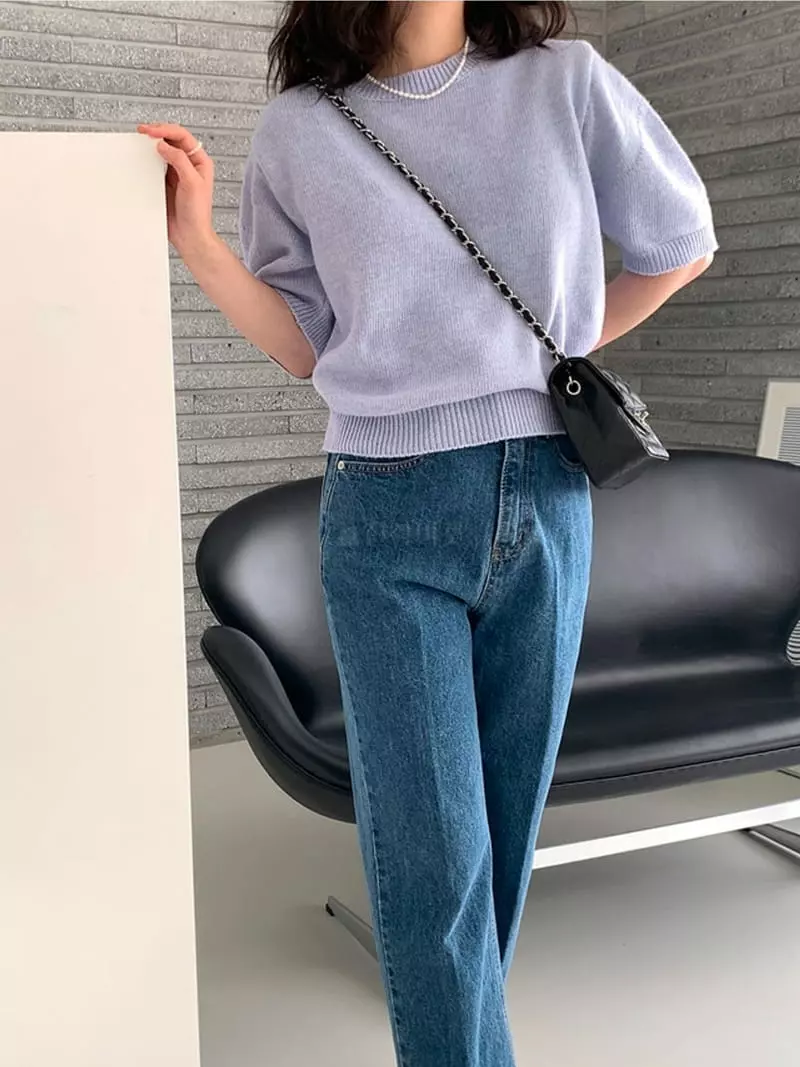 Ripple - Korean Women Fashion - #momslook - Cream Knit Tee - 3