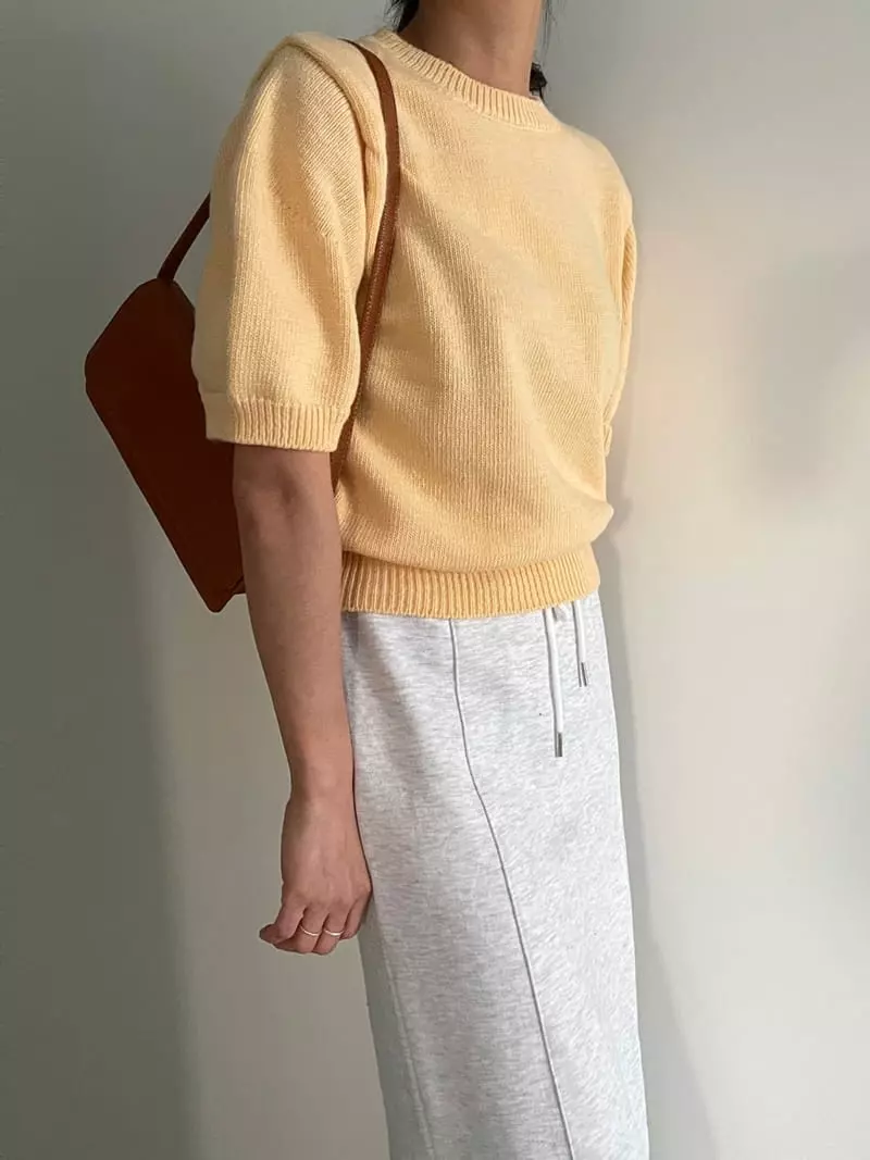 Ripple - Korean Women Fashion - #momslook - Cream Knit Tee - 5