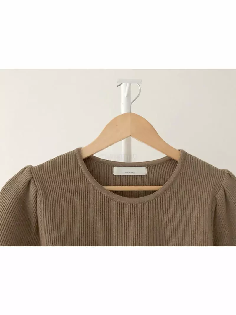 Ripple - Korean Women Fashion - #womensfashion - Big Puff Knit Tee - 4