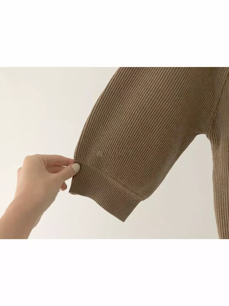 Ripple - Korean Women Fashion - #momslook - Big Puff Knit Tee - 6