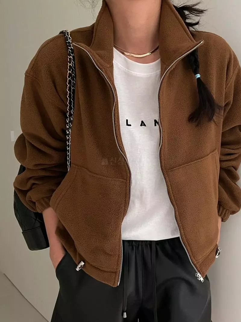 Ripple - Korean Women Fashion - #momslook - Fleece Zip-up