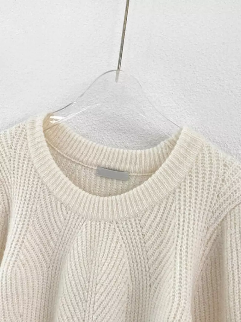 Ripple - Korean Women Fashion - #momslook - Mone Puff Knit Tee - 5
