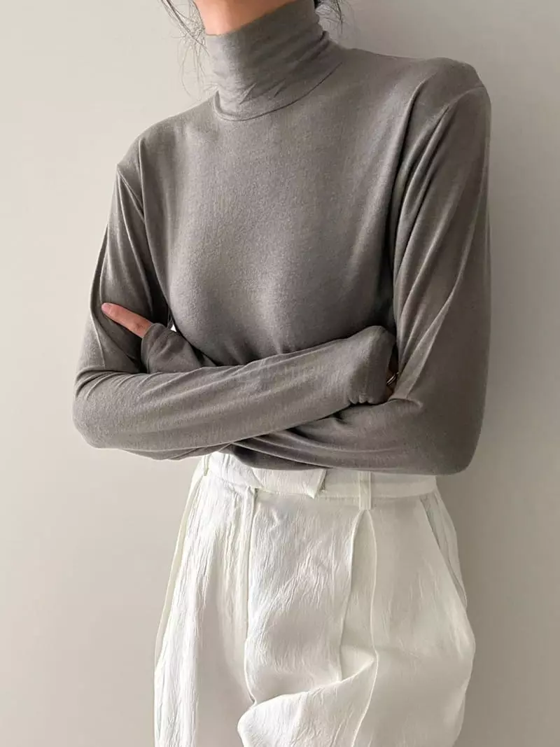 Ripple - Korean Women Fashion - #momslook - Lala Turtleneck Tee - 2