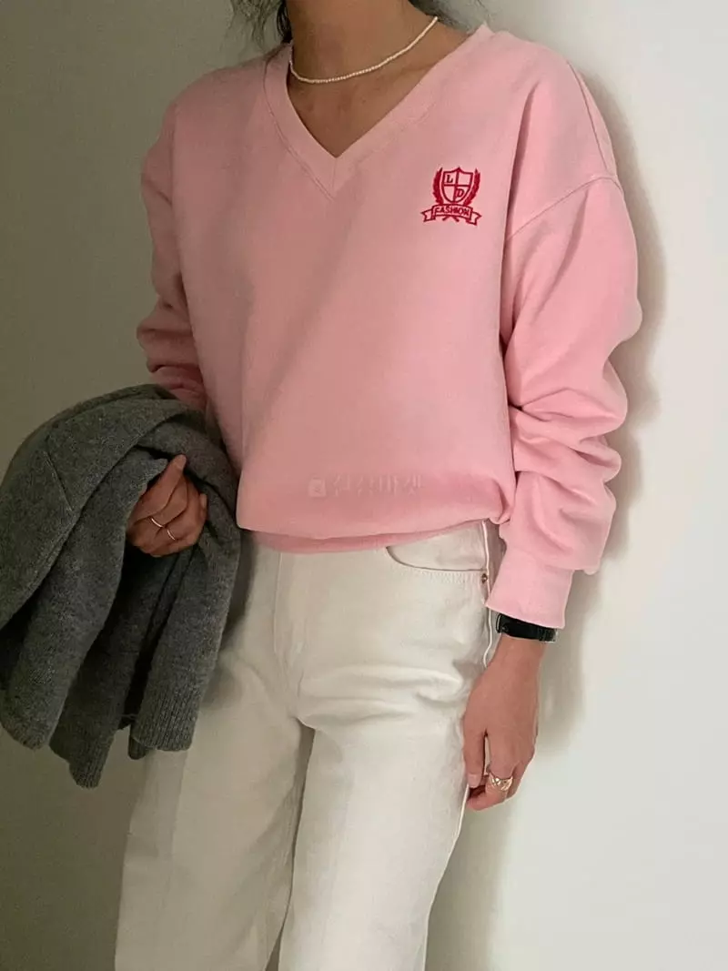 Ripple - Korean Women Fashion - #womensfashion - Fleece Embrodiery Sweatshirt - 4