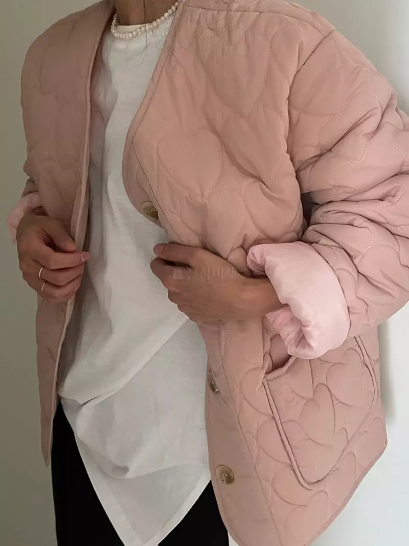 Ripple - Korean Women Fashion - #pursuepretty - Heart Quilted Jacket - 3