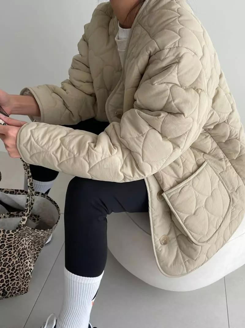 Ripple - Korean Women Fashion - #pursuepretty - Heart Quilted Jacket - 4