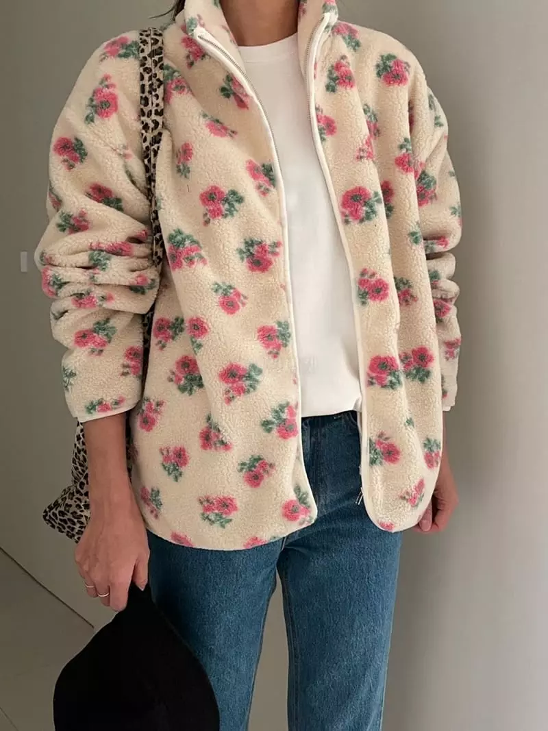 Ripple - Korean Women Fashion - #restrostyle - Flower Jumper