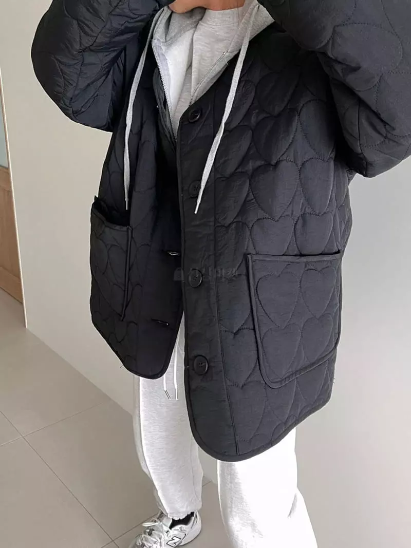 Ripple - Korean Women Fashion - #thelittlethings - Heart Quilted Jacket - 8