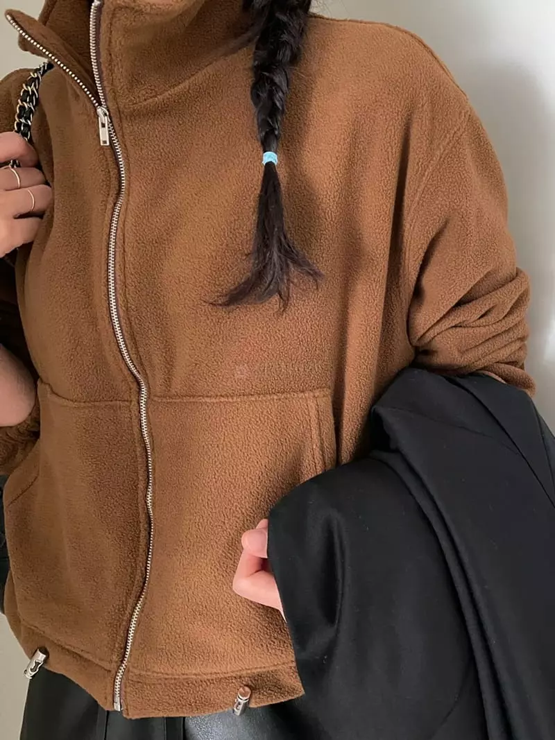 Ripple - Korean Women Fashion - #vintageinspired - Fleece Zip-up - 4