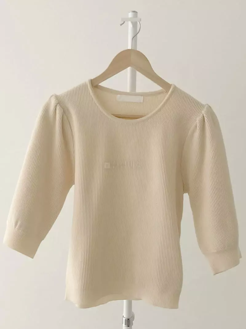 Ripple - Korean Women Fashion - #womensfashion - Big Puff Knit Tee - 7