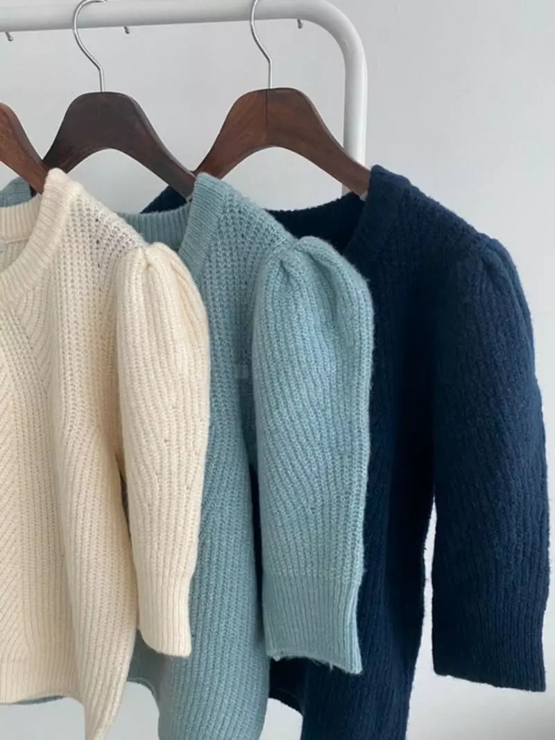 Ripple - Korean Women Fashion - #womensfashion - Mone Puff Knit Tee - 8