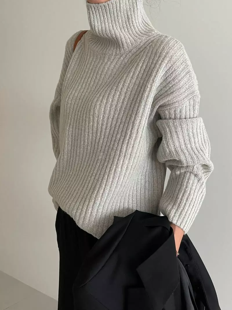 Ripple - Korean Women Fashion - #womensfashion - Lap Turtleneck - 5