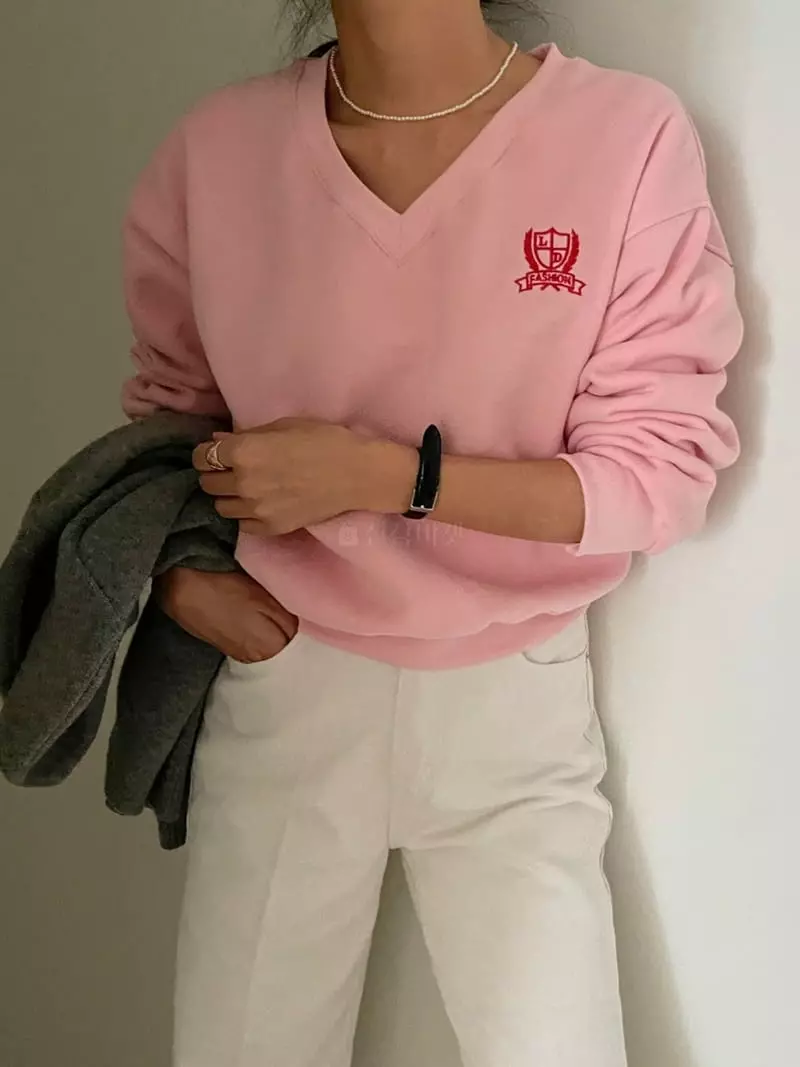 Ripple - Korean Women Fashion - #womensfashion - Fleece Embrodiery Sweatshirt - 3