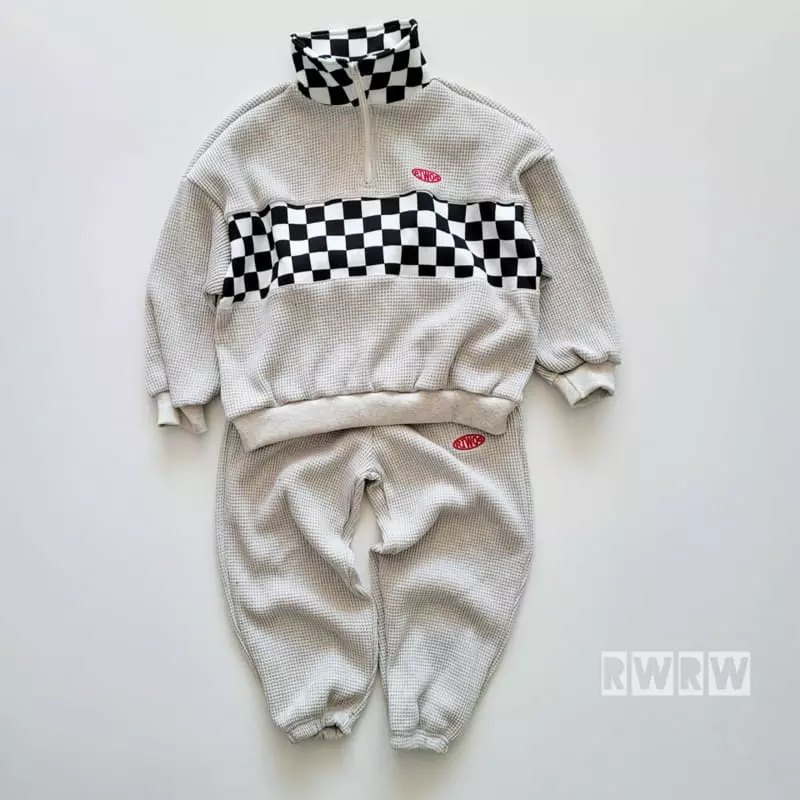 Riwoo Riwoo - Korean Children Fashion - #childofig - Check Hazzi Half Zip-up