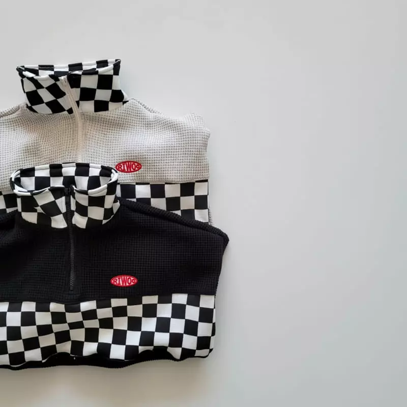 Riwoo Riwoo - Korean Children Fashion - #childrensboutique - Check Hazzi Half Zip-up - 2