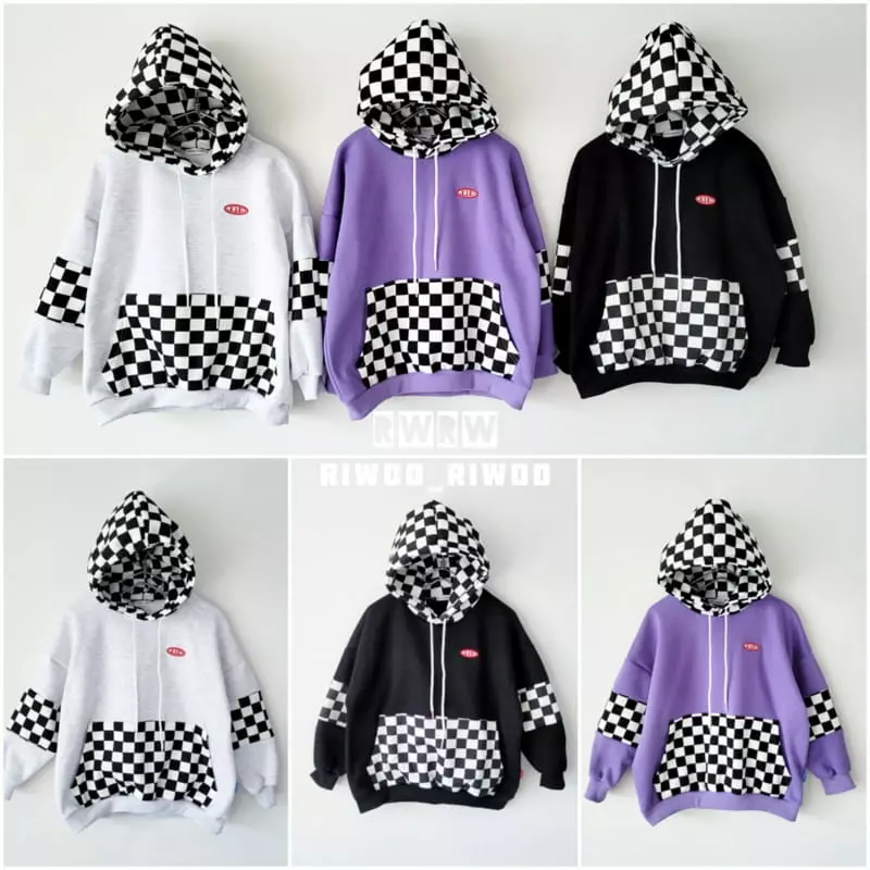 Riwoo Riwoo - Korean Children Fashion - #discoveringself - Check Box Hoody - 12