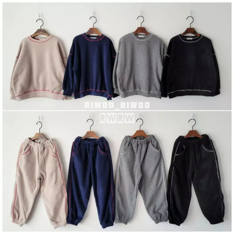 Riwoo Riwoo - Korean Junior Fashion - #kidsshorts - Latter Fleece Top Bottom Set