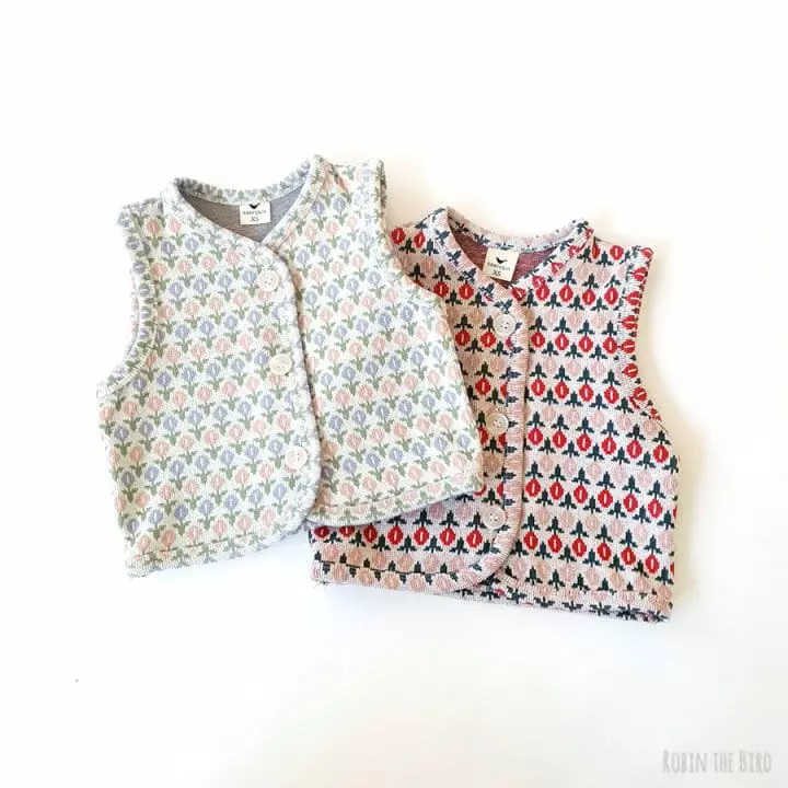 Saerobin - Korean Children Fashion - #littlefashionista - Flwoer Knit Vest - 5