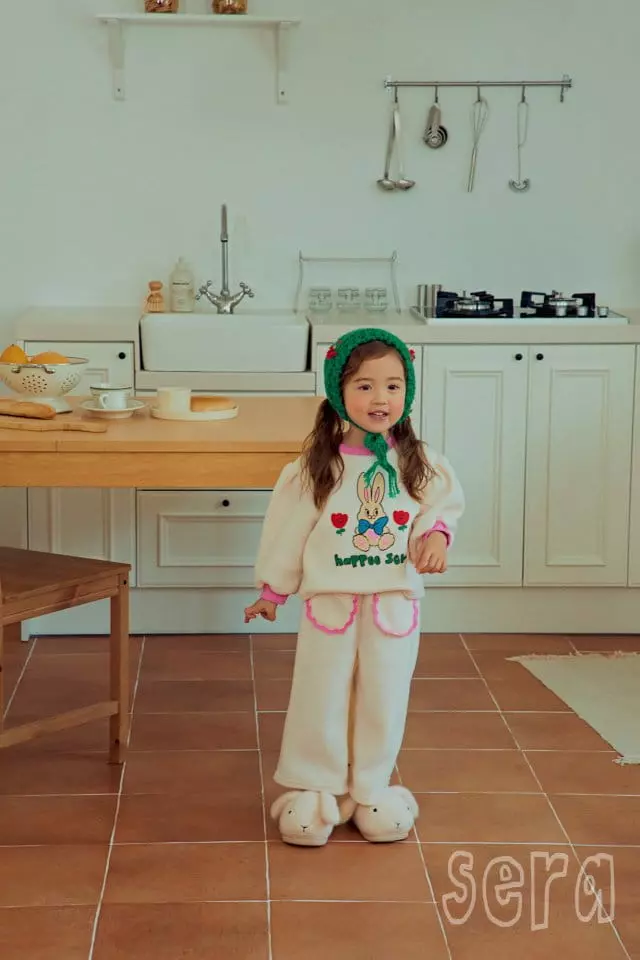 Sera - Korean Children Fashion - #toddlerclothing - Rabbit Fleece Top Bottom Set