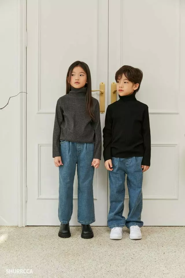 Shurrcca - Korean Children Fashion - #fashionkids - Ribn Turtleneck Tee