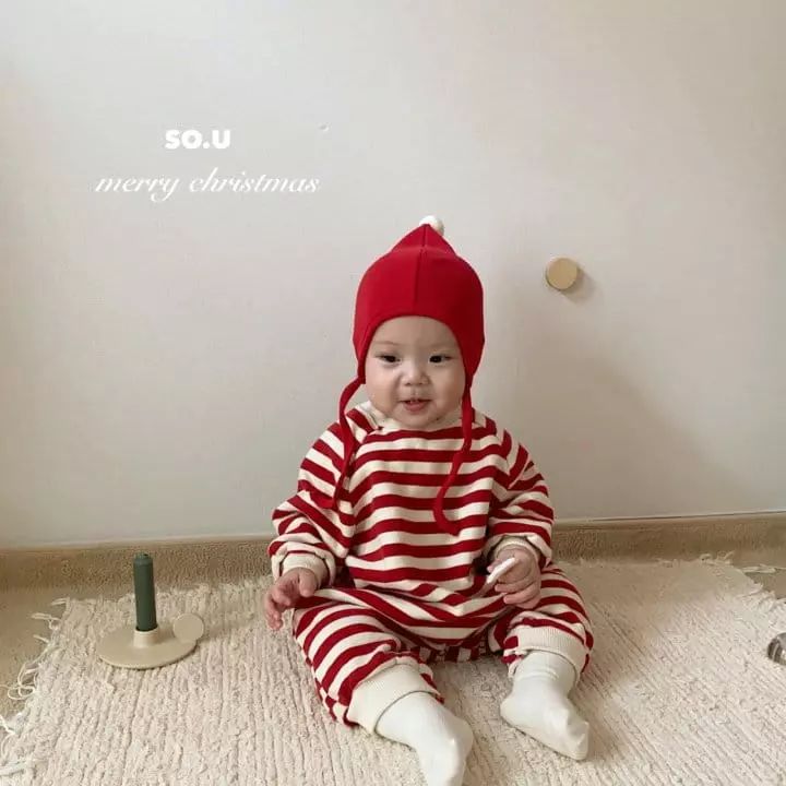 So U - Korean Baby Fashion - #babywear - Christmas Stripes Bodysuit - 2