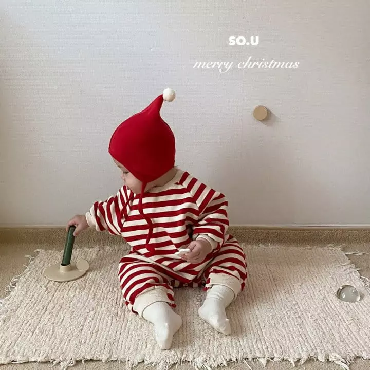 So U - Korean Baby Fashion - #onlinebabyboutique - Christmas Stripes Bodysuit - 3
