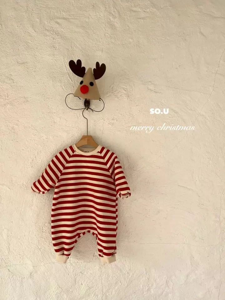 So U - Korean Baby Fashion - #onlinebabyboutique - Christmas Stripes Bodysuit - 4