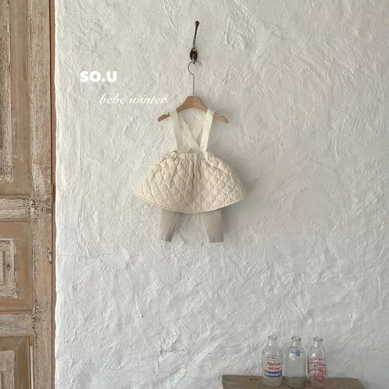 So U - Korean Children Fashion - #discoveringself - Quilting Dungarees Skirt - 2