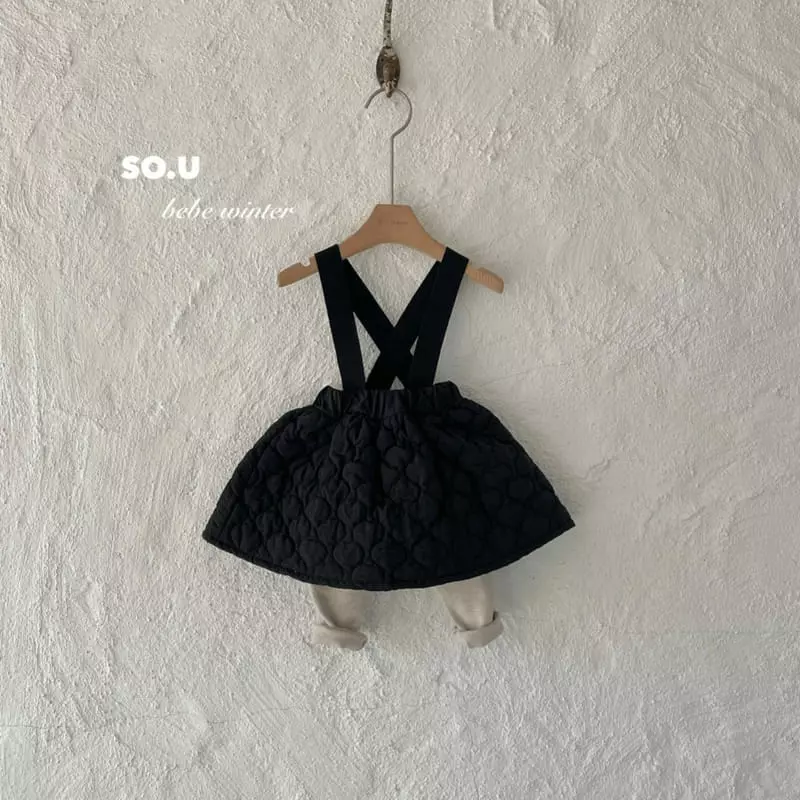 So U - Korean Children Fashion - #fashionkids - Quilting Dungarees Skirt - 3