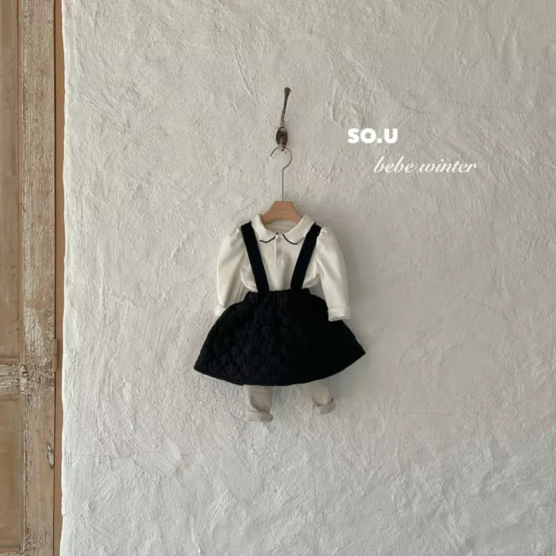 So U - Korean Children Fashion - #fashionkids - Quilting Dungarees Skirt - 4