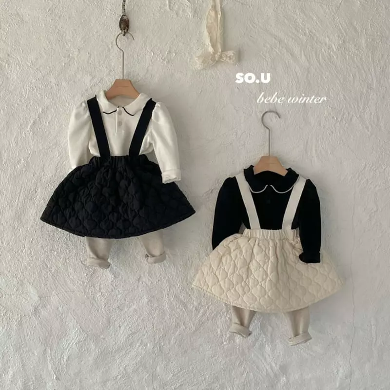 So U - Korean Children Fashion - #kidsstore - Quilting Dungarees Skirt - 5