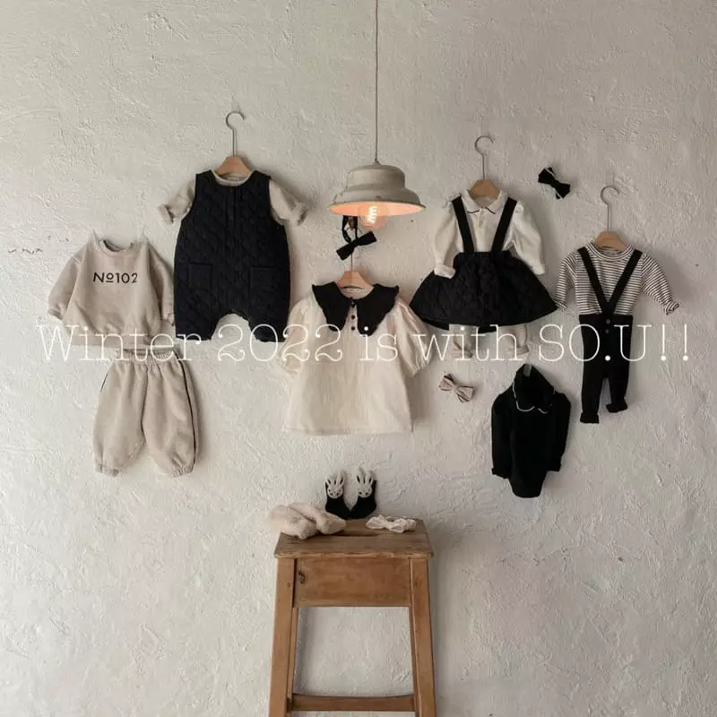 So U - Korean Children Fashion - #minifashionista - Quilting Dungarees Skirt - 10