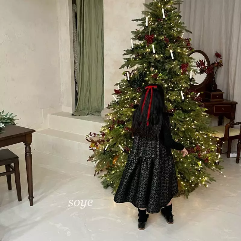 Soye - Korean Children Fashion - #childrensboutique - Velvet Ribbon One-piece - 5