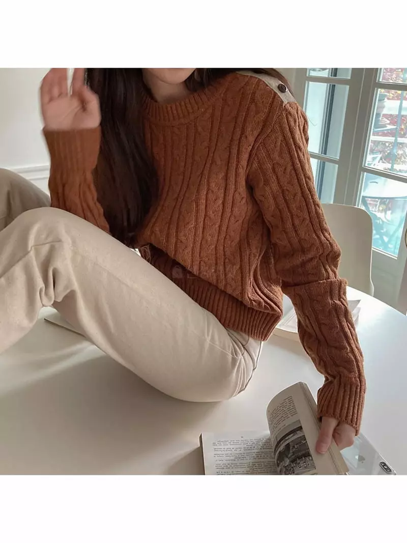 Tahiti - Korean Women Fashion - #womensfashion - Button Knit Tee - 7