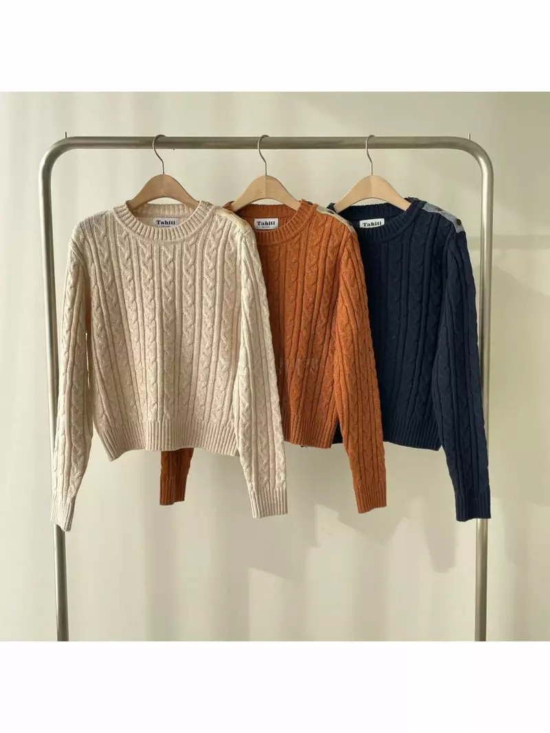 Tahiti - Korean Women Fashion - #womensfashion - Button Knit Tee - 9