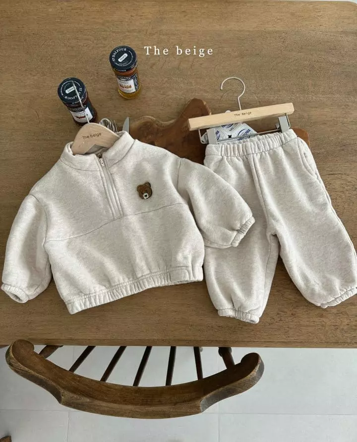 The Beige - Korean Children Fashion - #discoveringself - Half Zip-up Sweatshirt Set