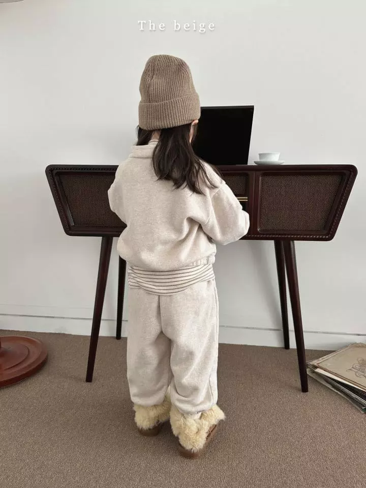 The Beige - Korean Children Fashion - #kidsshorts - Half Zip-up Sweatshirt Set - 4
