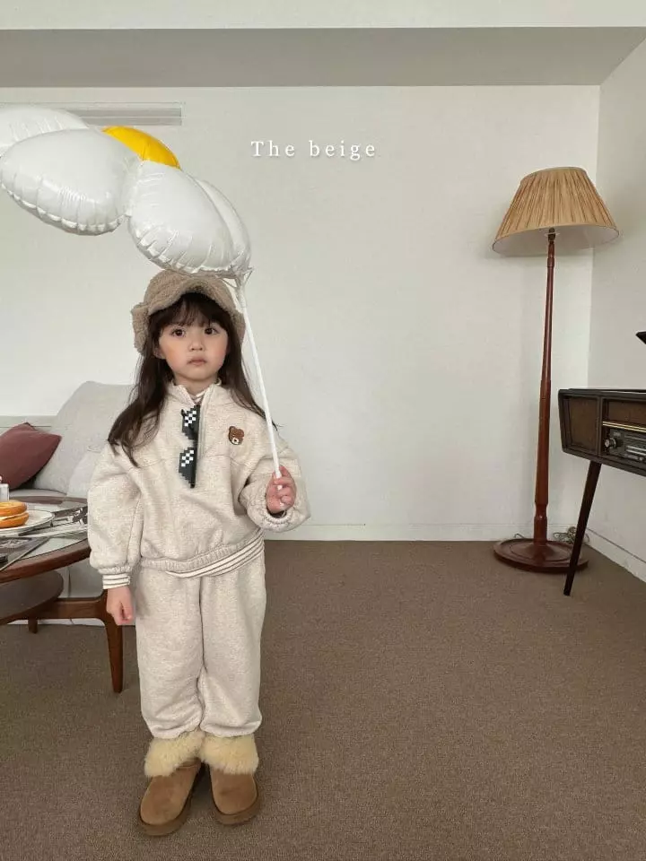 The Beige - Korean Children Fashion - #magicofchildhood - Half Zip-up Sweatshirt Set - 8