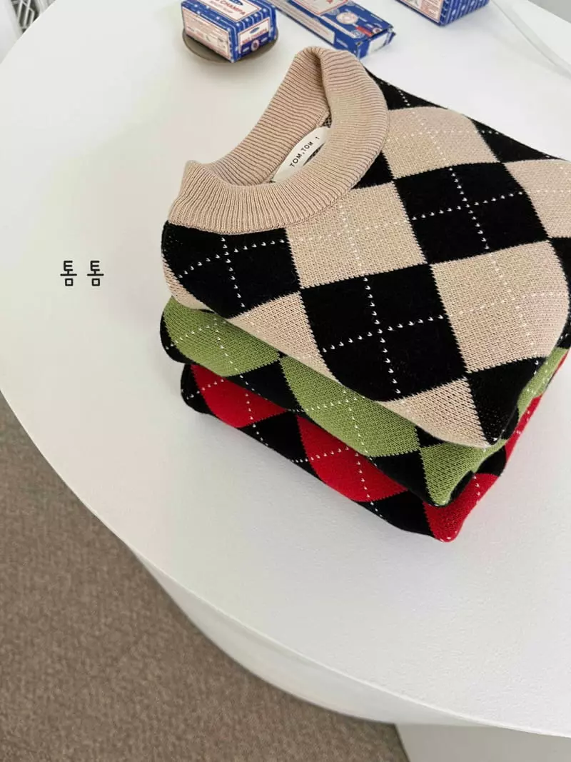 Tom Tom - Korean Children Fashion - #Kfashion4kids - Argyle Jacquard Knit Tee