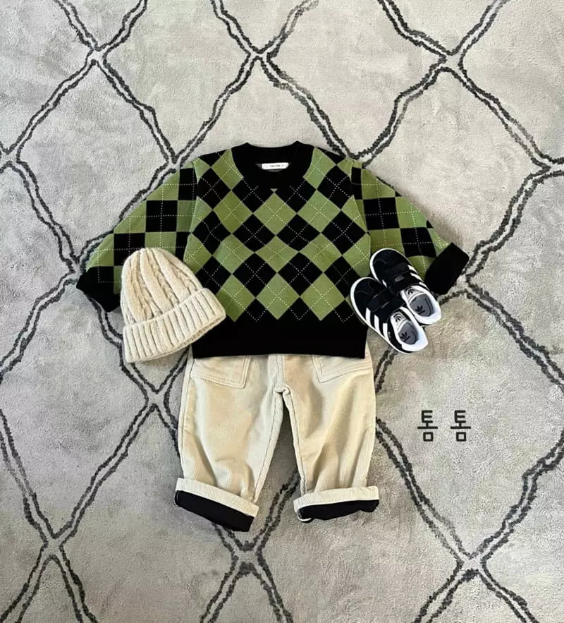 Tom Tom - Korean Children Fashion - #childofig - Argyle Jacquard Knit Tee - 7